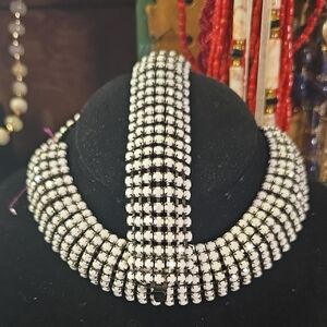 Elegant White Beaded Necklace And Matching Bracelet